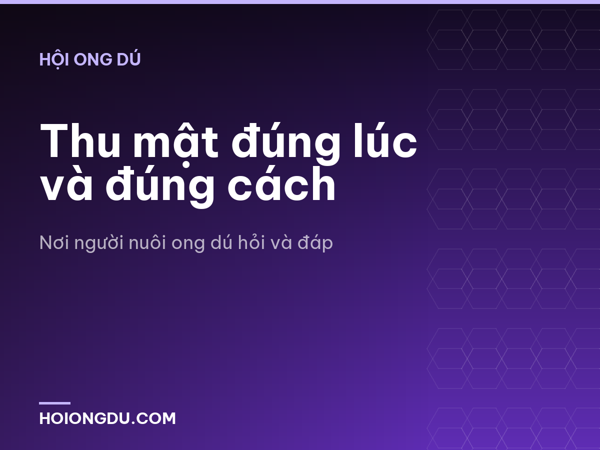 Thu mật đúng lúc và đúng cách